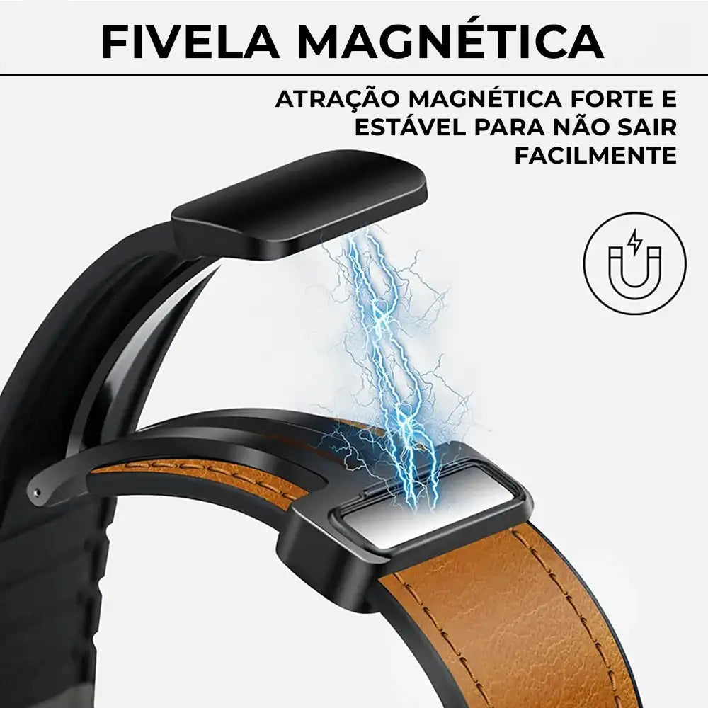 Pulseira Magnética de Couro Apple Watch