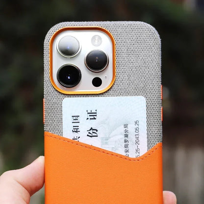 Case Apple Dual Couro e Tecido