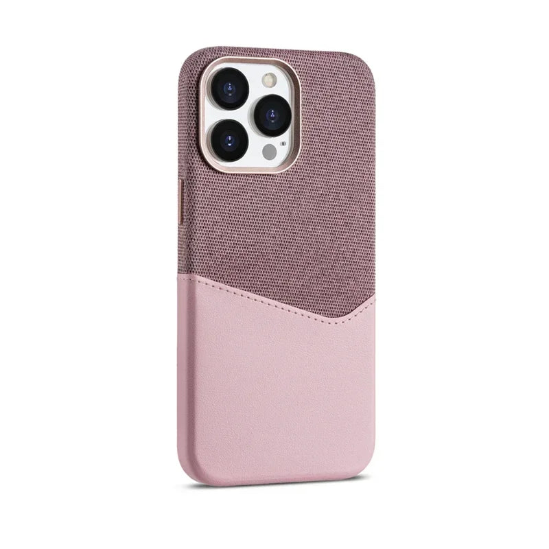 Case Apple Dual Couro e Tecido