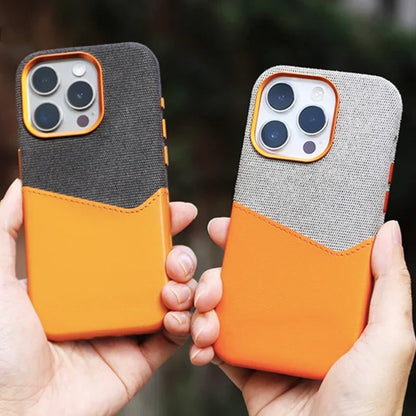 Case Apple Dual Couro e Tecido
